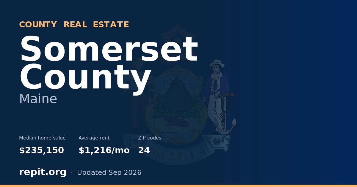 Somerset County, ME real estate — median home value $235,150, average rent $1,216/mo