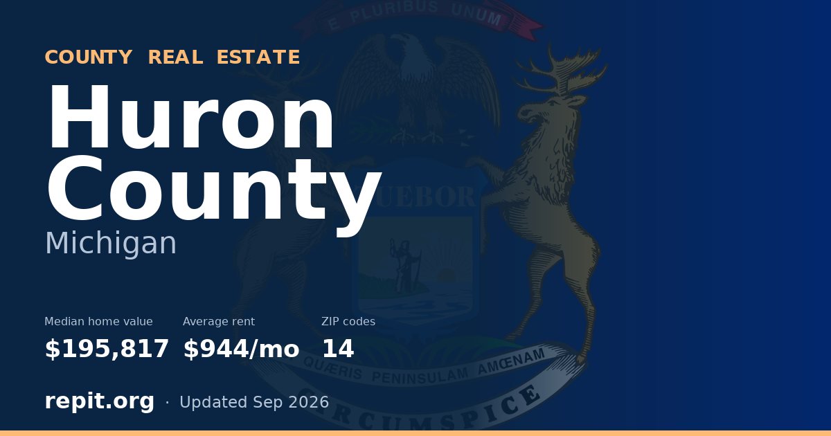 Huron County, MI real estate — median home value $195,817, average rent $944/mo