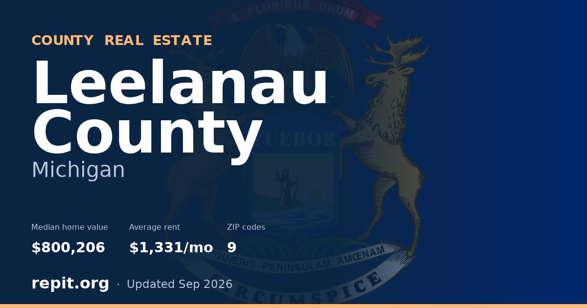 Leelanau County, MI real estate — median home value $800,206, average rent $1,331/mo
