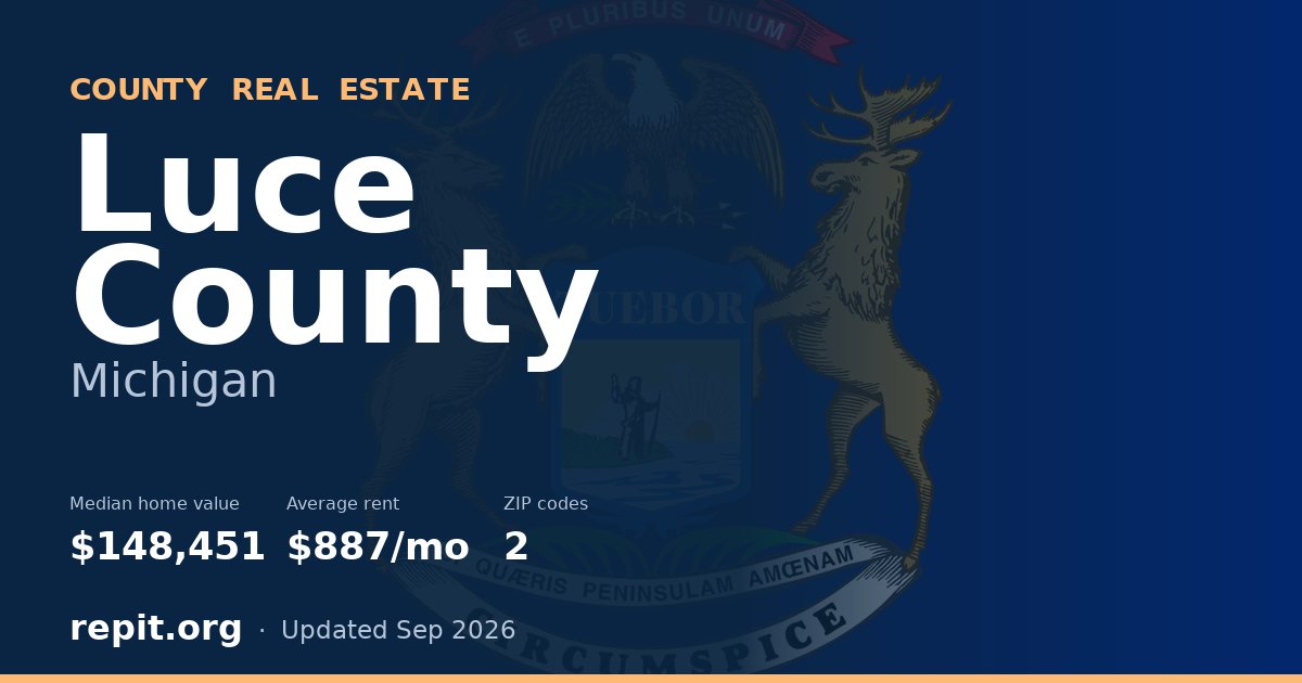 Luce County, MI real estate — median home value $148,451, average rent $887/mo