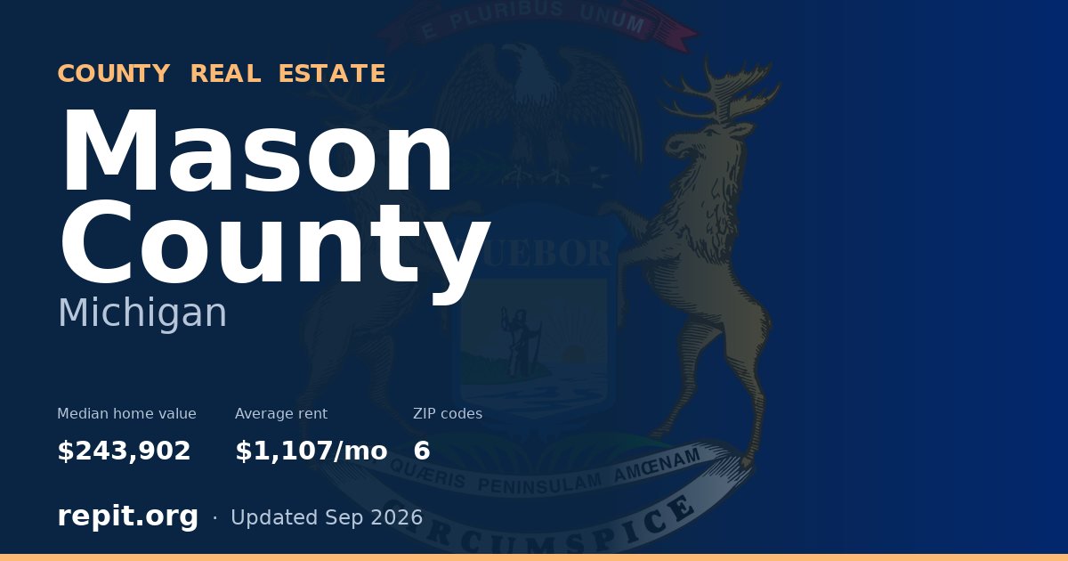 Mason County, MI real estate — median home value $243,902, average rent $1,107/mo