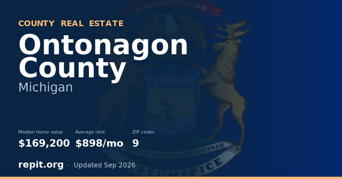 Ontonagon County, MI real estate — median home value $169,200, average rent $898/mo