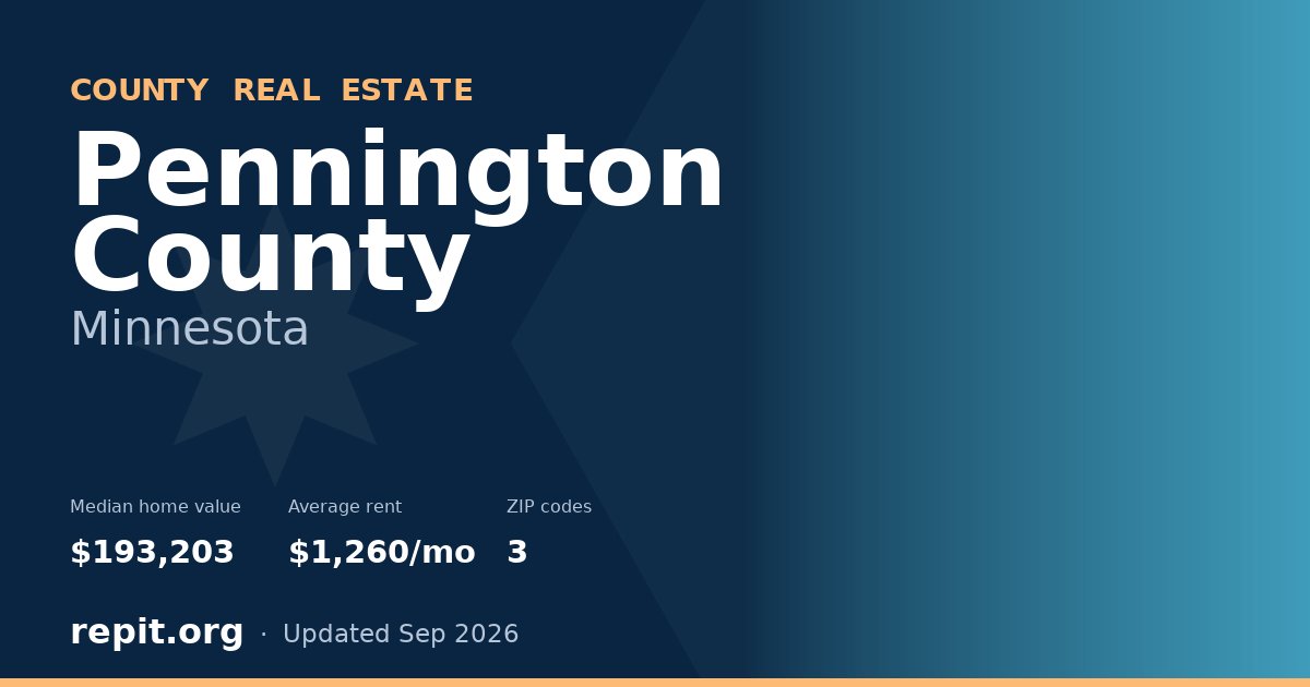Pennington County, MN real estate — median home value $193,203, average rent $1,260/mo
