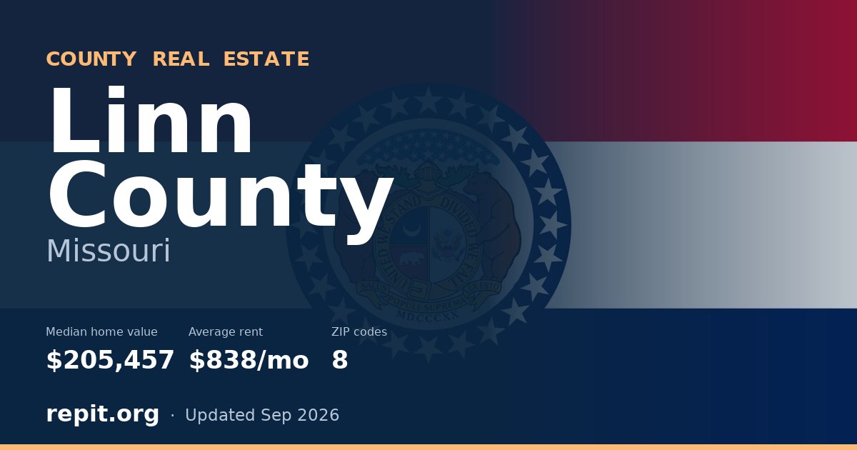 Linn County, MO real estate — median home value $205,457, average rent $838/mo
