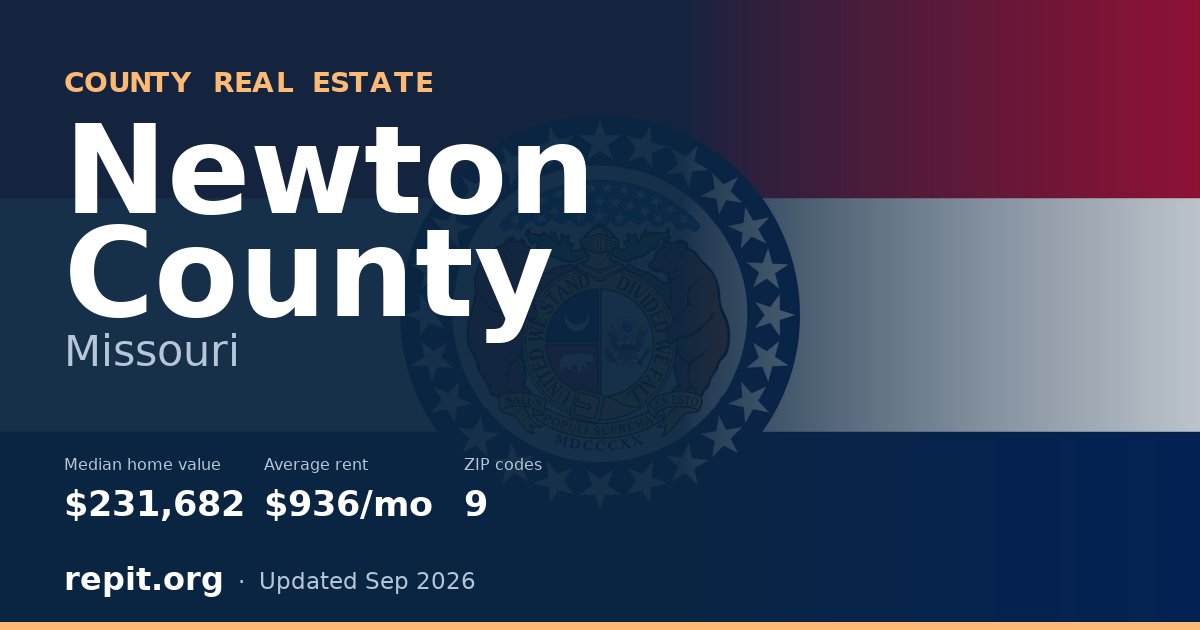 Newton County, MO real estate — median home value $231,682, average rent $936/mo