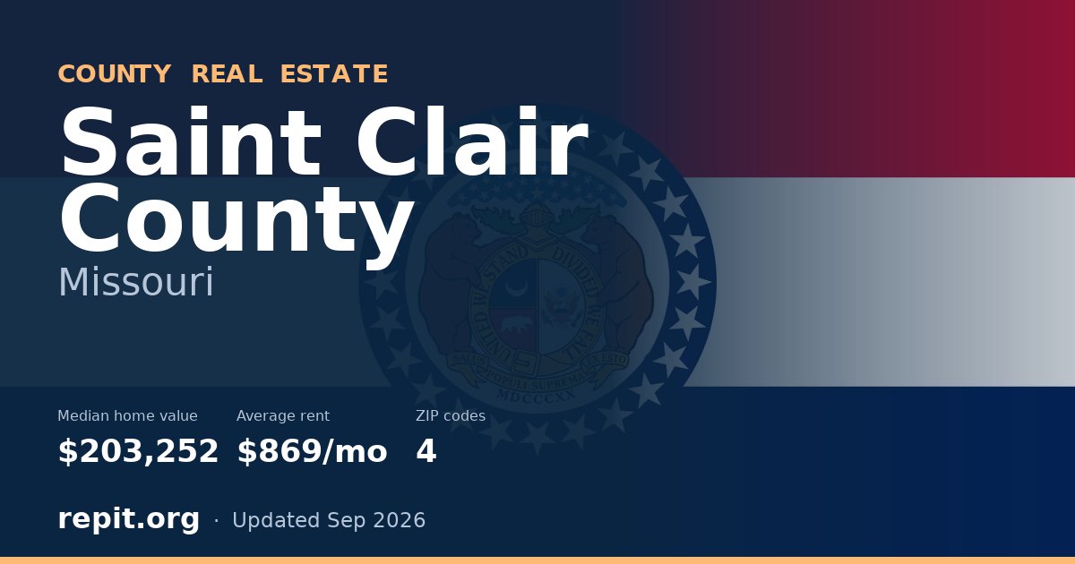 Saint Clair County, MO real estate — median home value $203,252, average rent $869/mo
