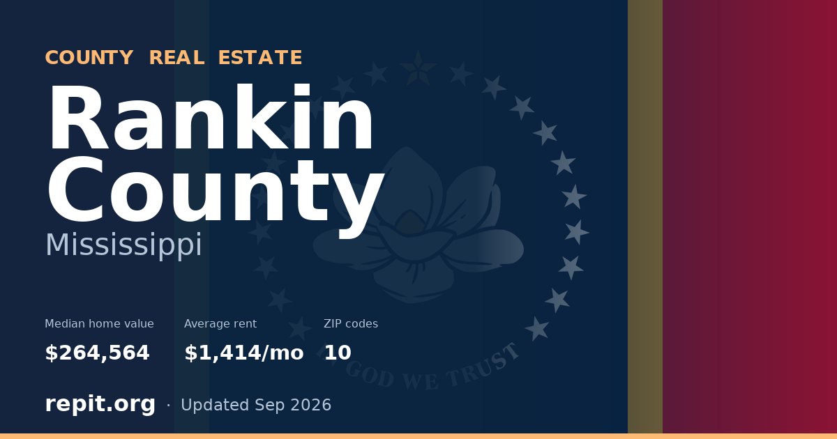 Rankin County, MS real estate — median home value $264,564, average rent $1,414/mo