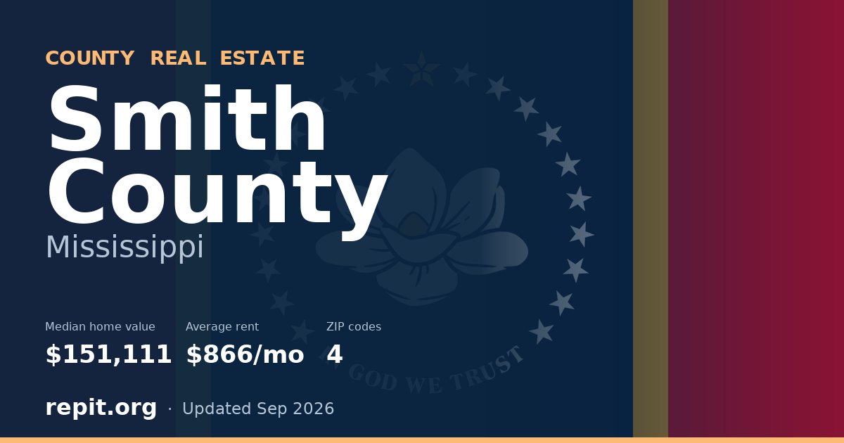 Smith County, MS real estate — median home value $151,111, average rent $866/mo