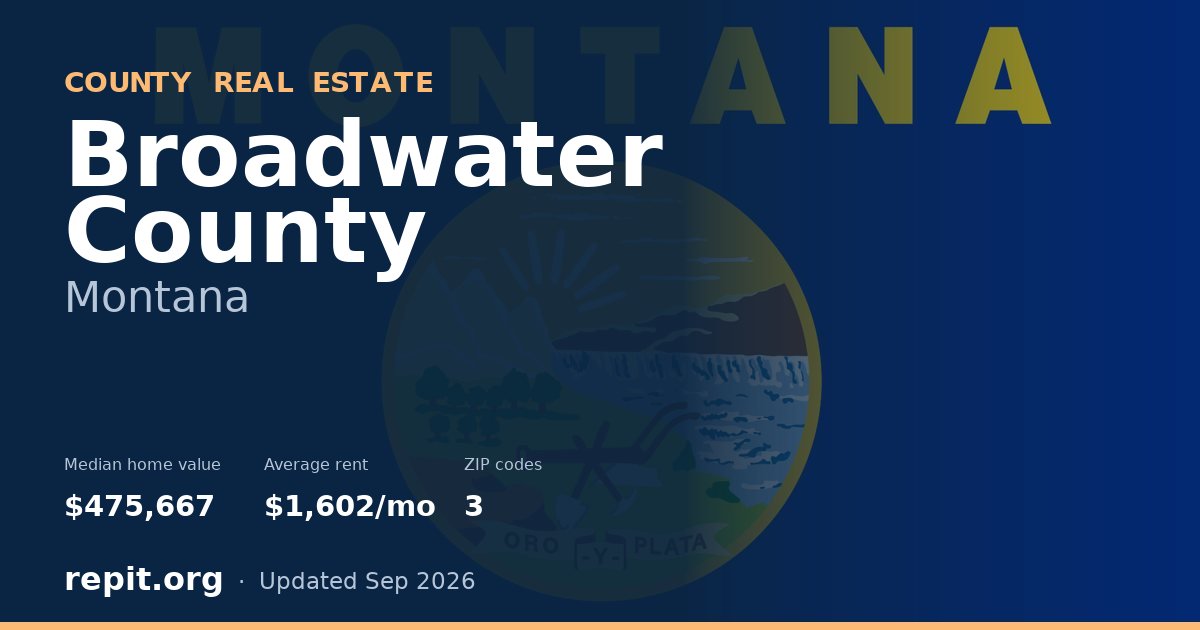 Broadwater County, MT real estate — median home value $475,667, average rent $1,602/mo