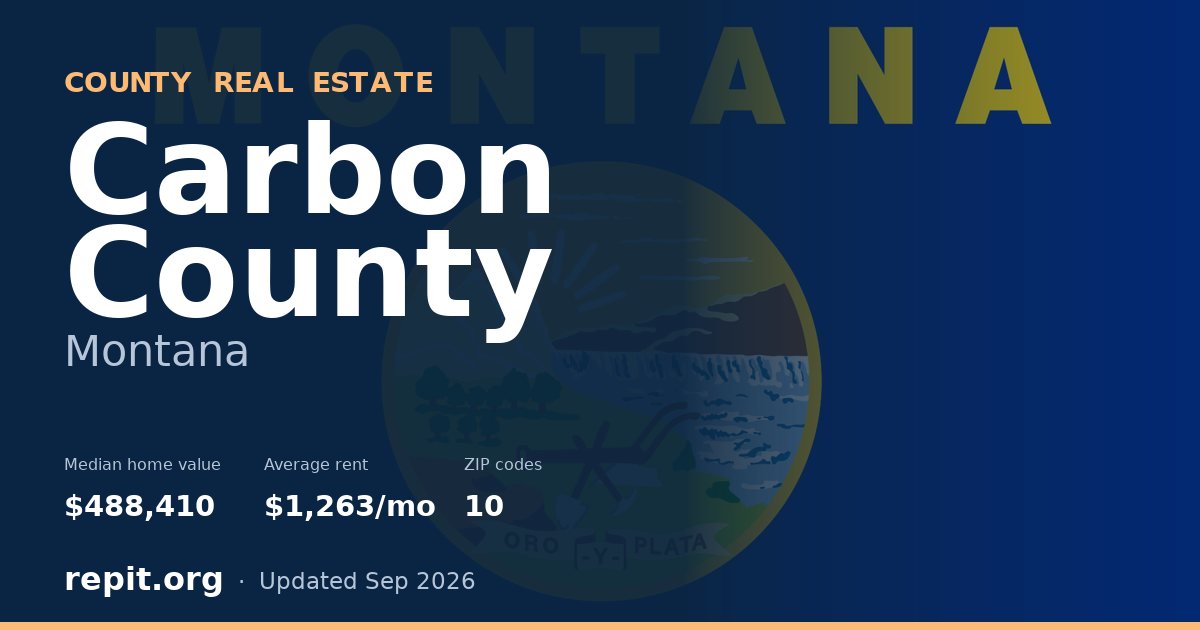 Carbon County, MT real estate — median home value $488,410, average rent $1,263/mo