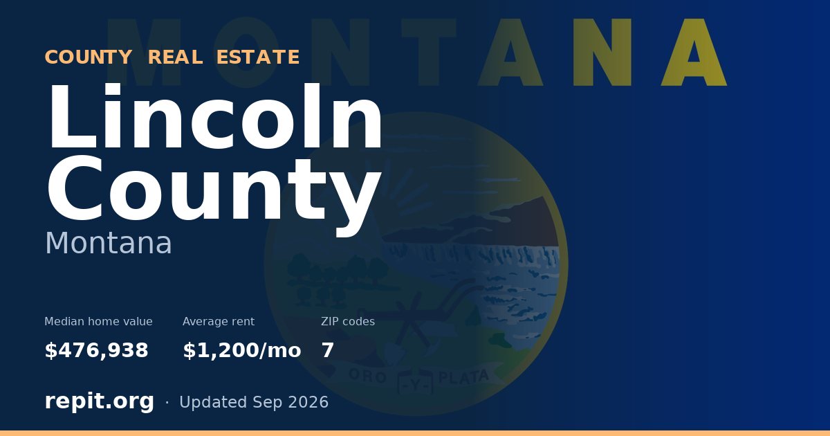 Lincoln County, MT real estate — median home value $476,938, average rent $1,200/mo