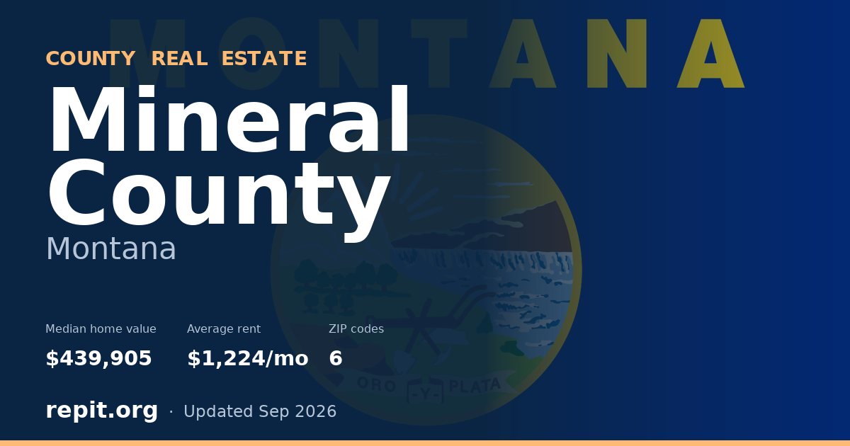 Mineral County, MT real estate — median home value $439,905, average rent $1,224/mo