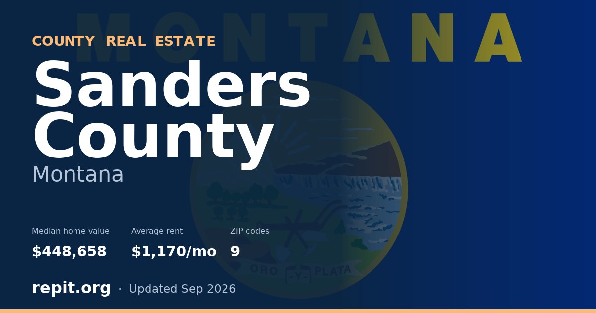 Sanders County, MT real estate — median home value $448,658, average rent $1,170/mo