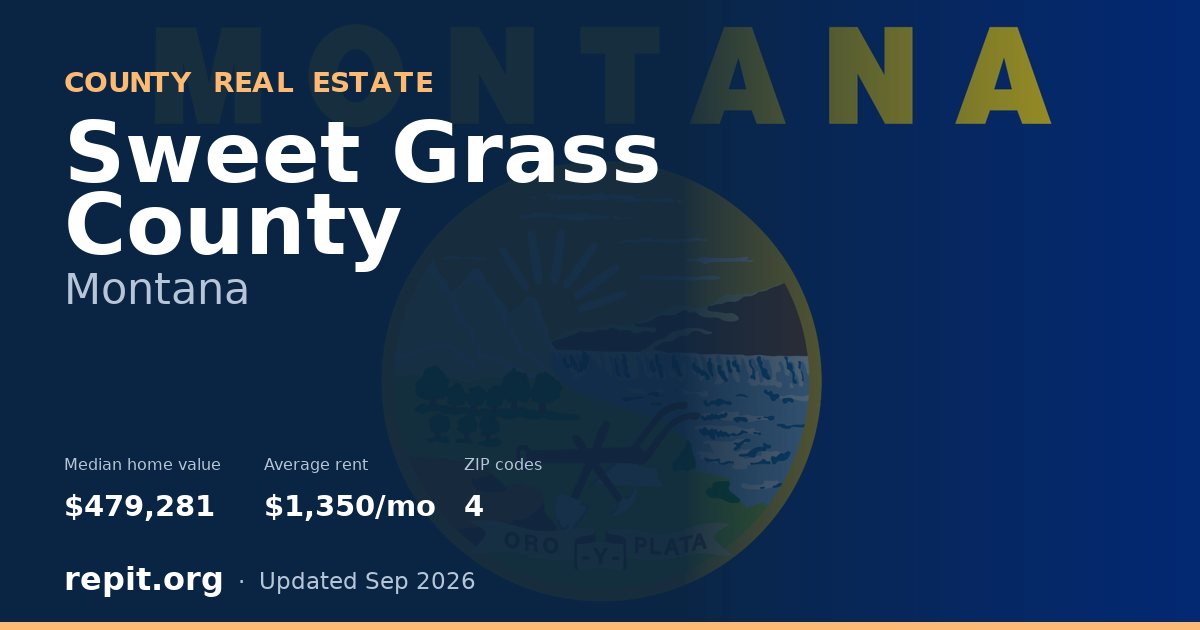 Sweet Grass County, MT real estate — median home value $479,281, average rent $1,350/mo
