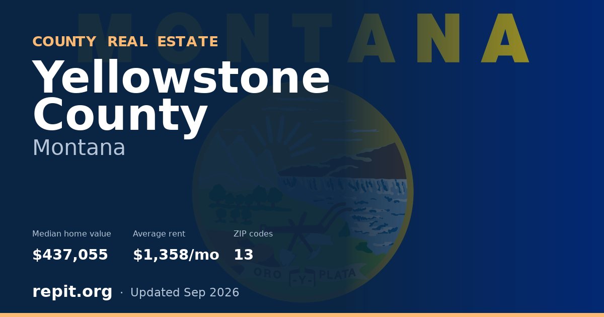 Yellowstone County, MT real estate — median home value $437,055, average rent $1,358/mo