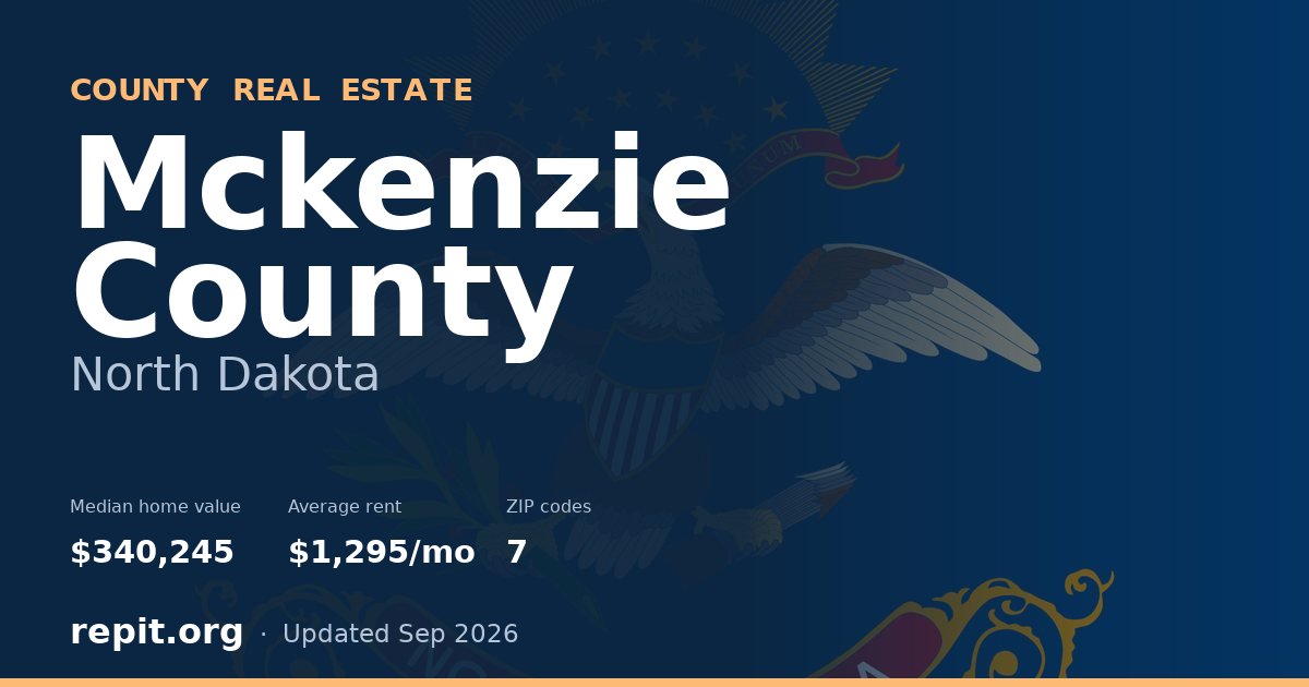 Mckenzie County, ND real estate — median home value $340,245, average rent $1,295/mo