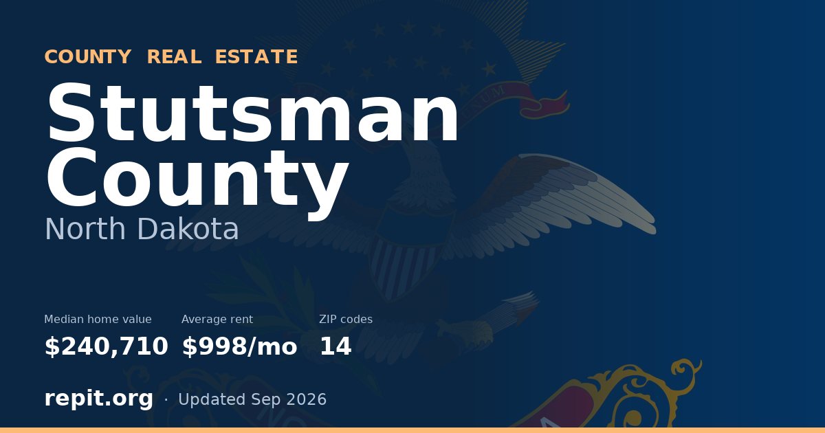 Stutsman County, ND real estate — median home value $240,710, average rent $998/mo