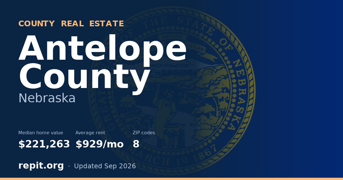 Antelope County, NE real estate — median home value $221,263, average rent $929/mo