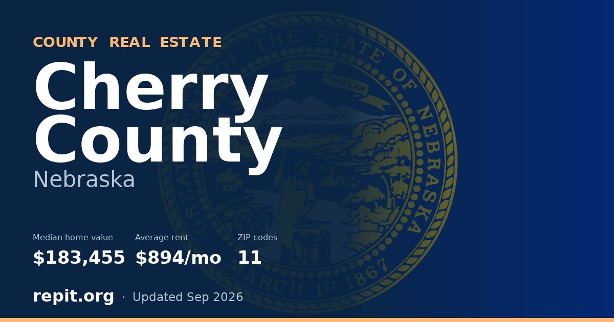 Cherry County, NE real estate — median home value $183,455, average rent $894/mo