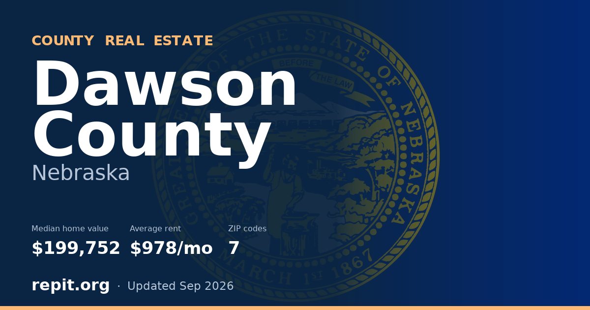 Dawson County, NE real estate — median home value $199,752, average rent $978/mo