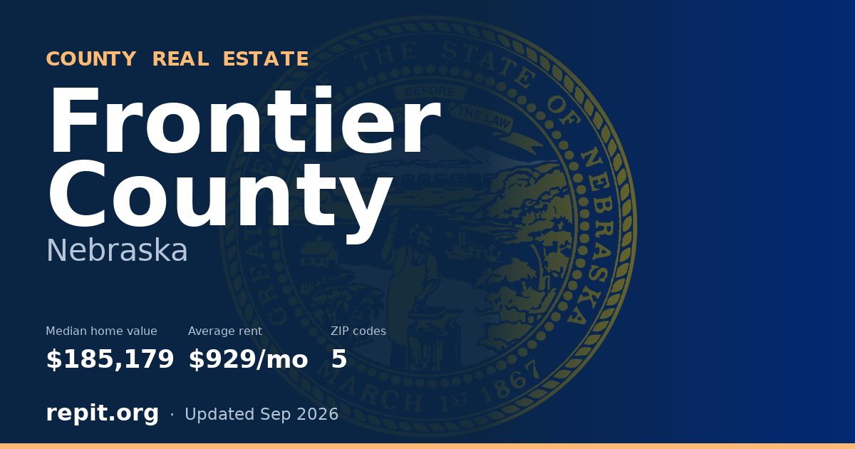 Frontier County, NE real estate — median home value $185,179, average rent $929/mo