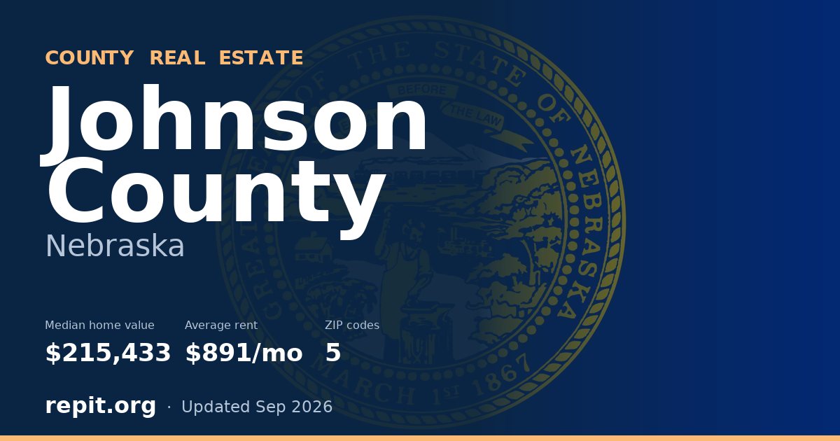 Johnson County, NE real estate — median home value $215,433, average rent $891/mo