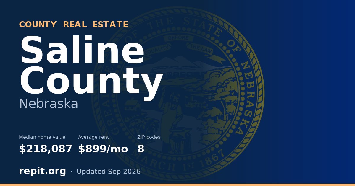 Saline County, NE real estate — median home value $218,087, average rent $899/mo