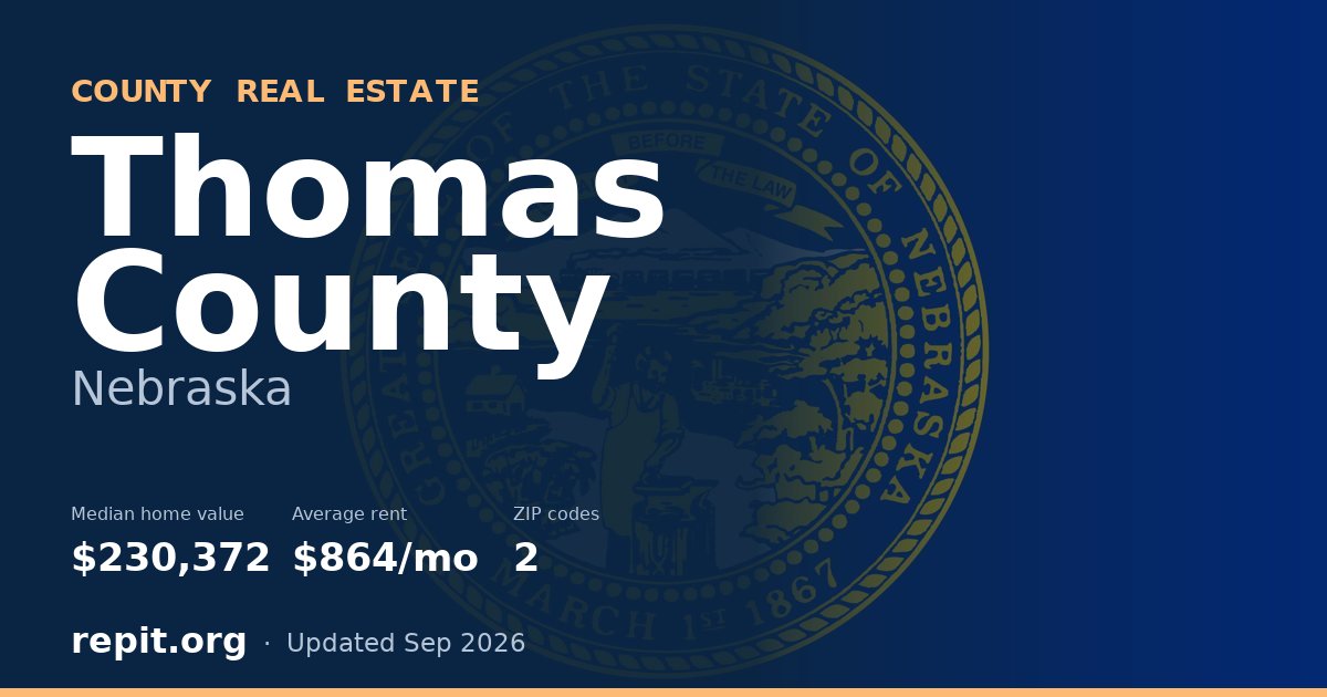 Thomas County, NE real estate — median home value $230,372, average rent $864/mo