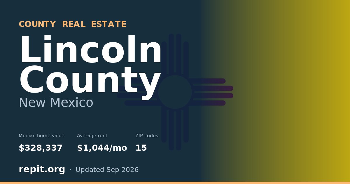Lincoln County, NM real estate — median home value $328,337, average rent $1,044/mo