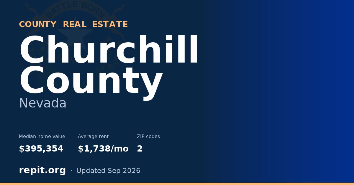 Churchill County, NV real estate — median home value $395,354, average rent $1,738/mo