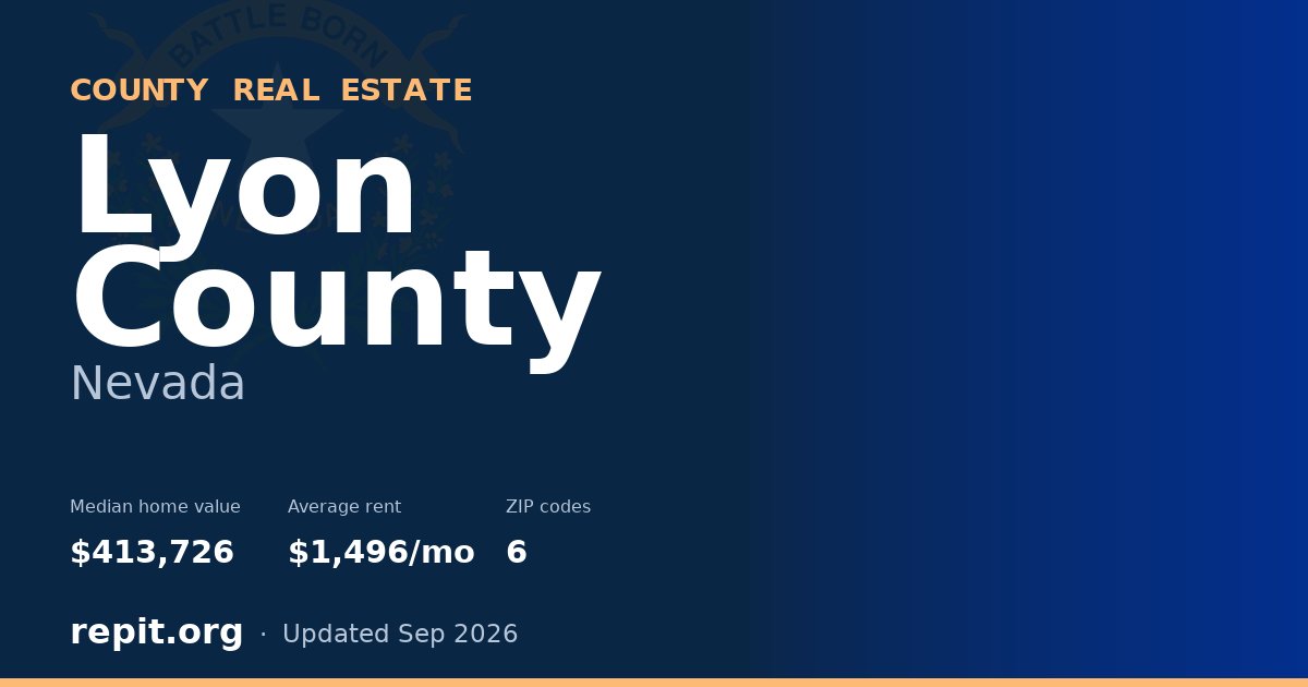 Lyon County, NV real estate — median home value $413,726, average rent $1,496/mo