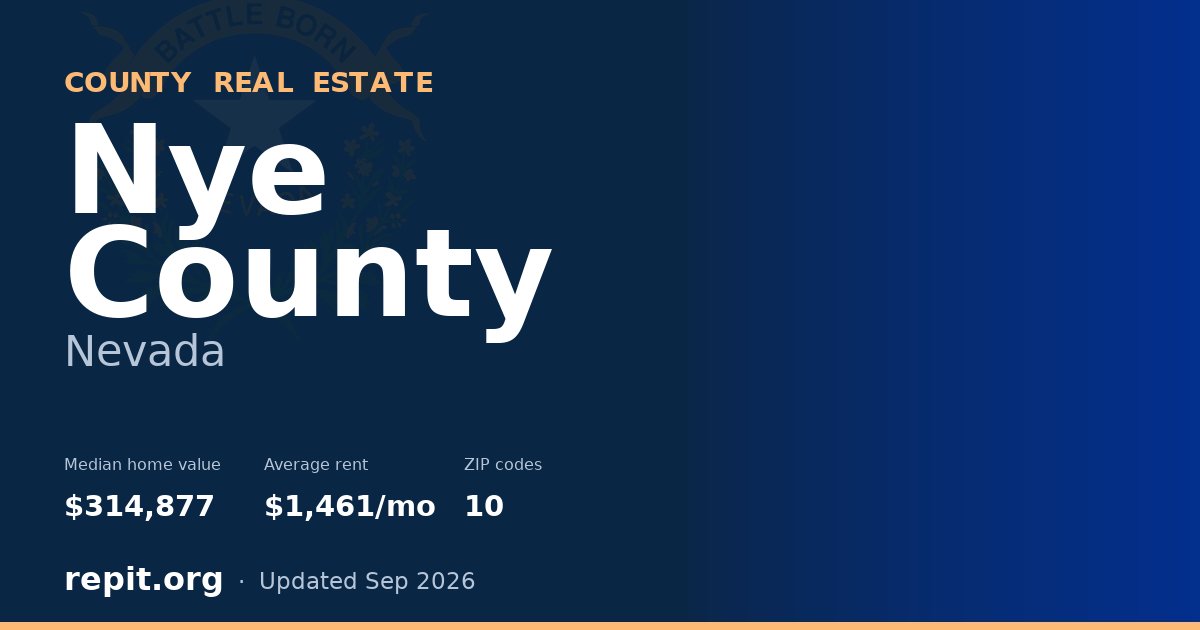 Nye County, NV real estate — median home value $314,877, average rent $1,461/mo