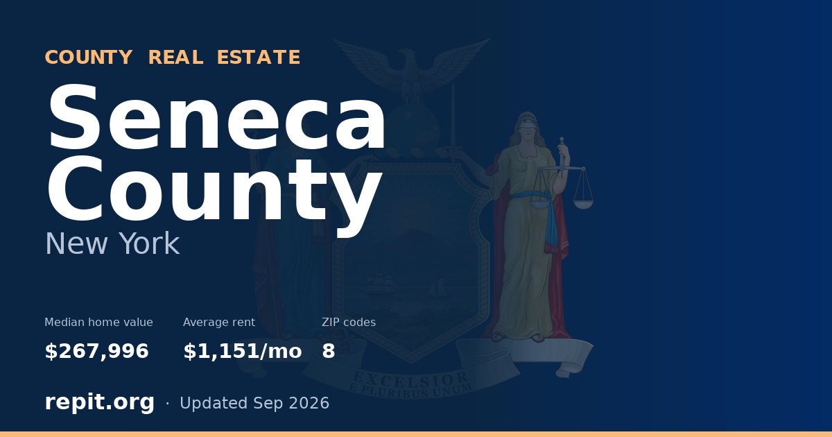 Seneca County, NY real estate — median home value $267,996, average rent $1,151/mo