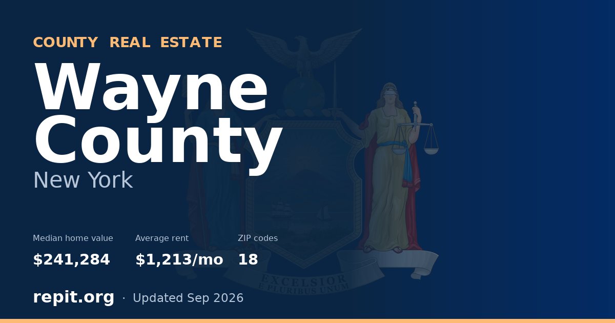 Wayne County, NY real estate — median home value $241,284, average rent $1,213/mo