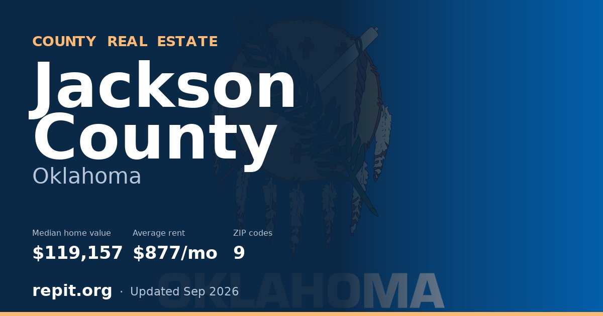 Jackson County, OK real estate — median home value $119,157, average rent $877/mo