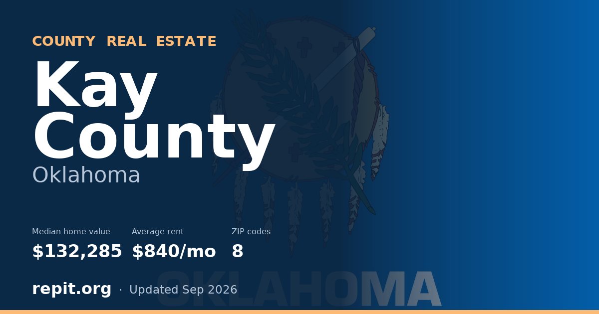 Kay County, OK real estate — median home value $132,285, average rent $840/mo