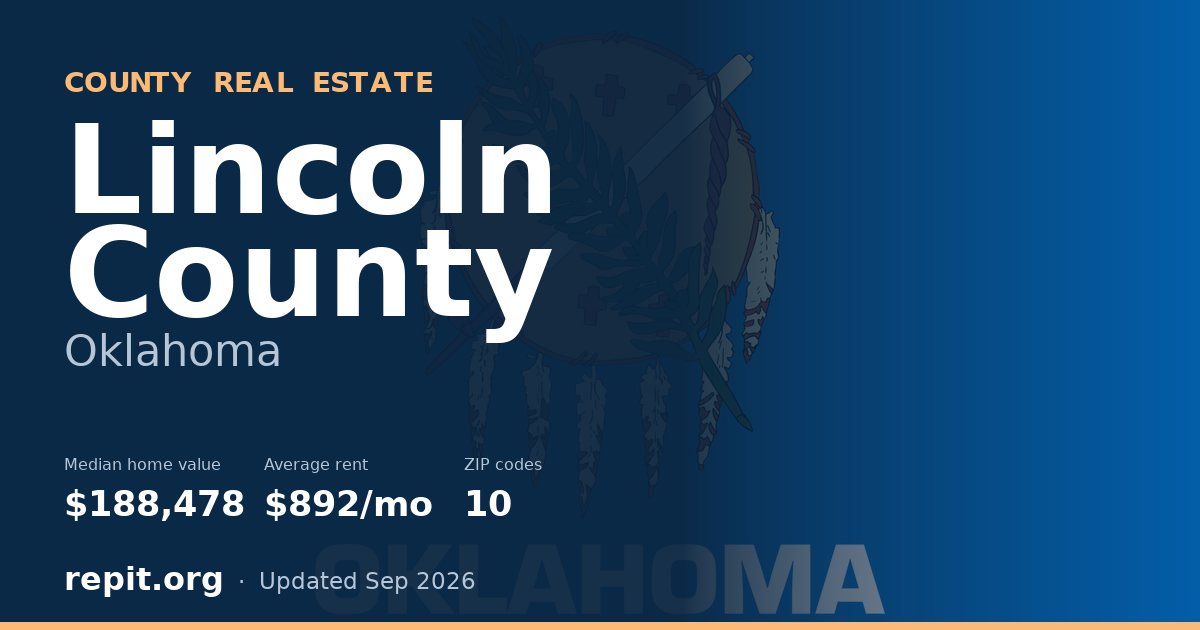 Lincoln County, OK real estate — median home value $188,478, average rent $892/mo
