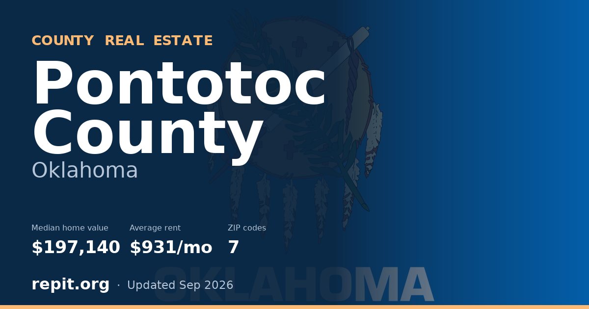 Pontotoc County, OK real estate — median home value $197,140, average rent $931/mo