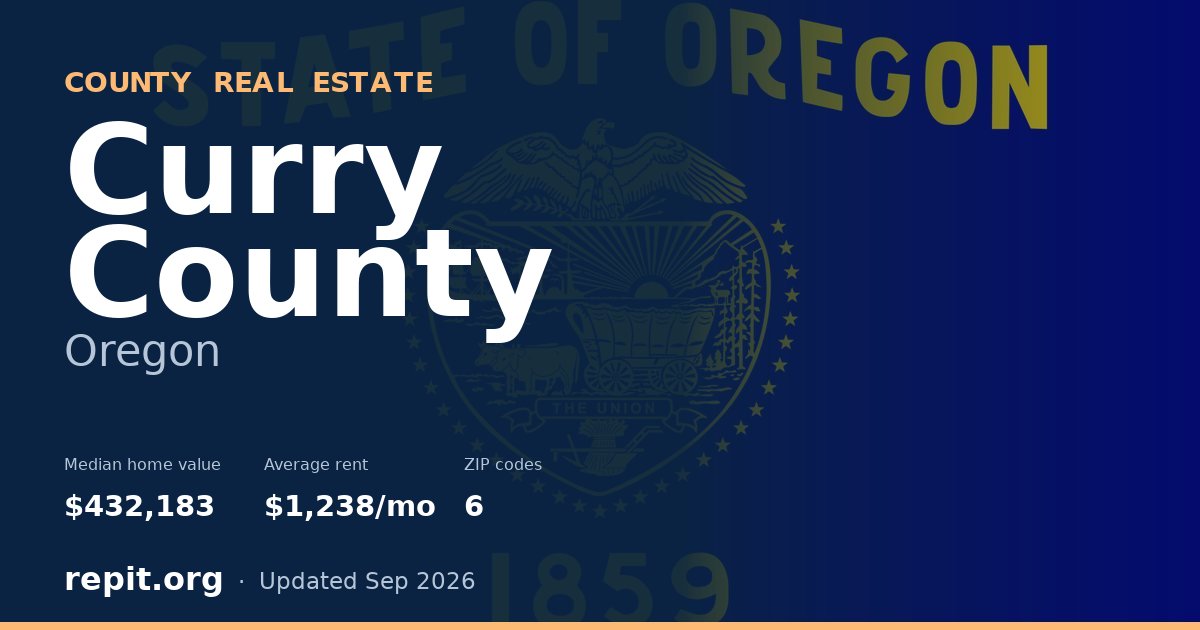 Curry County, OR real estate — median home value $432,183, average rent $1,238/mo