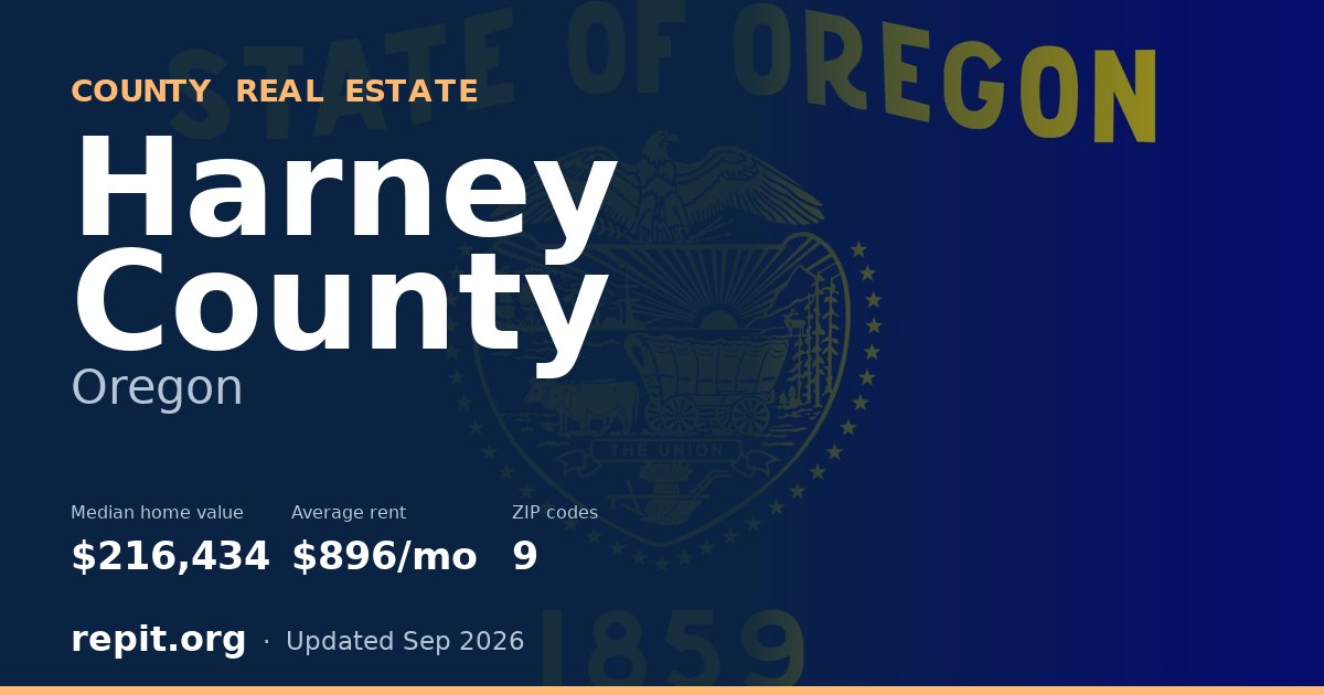 Harney County, OR real estate — median home value $216,434, average rent $896/mo