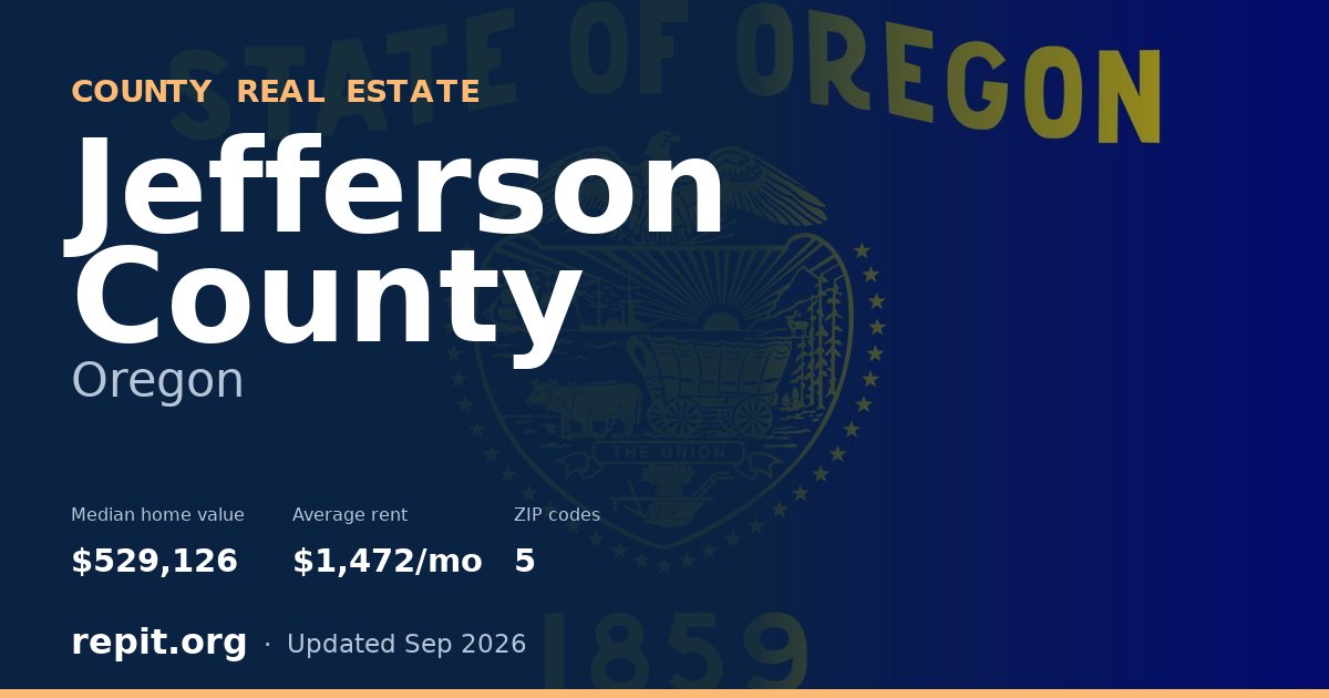 Jefferson County, OR real estate — median home value $529,126, average rent $1,472/mo