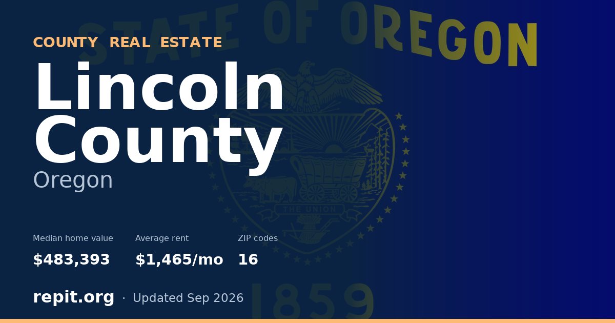 Lincoln County, OR real estate — median home value $483,393, average rent $1,465/mo