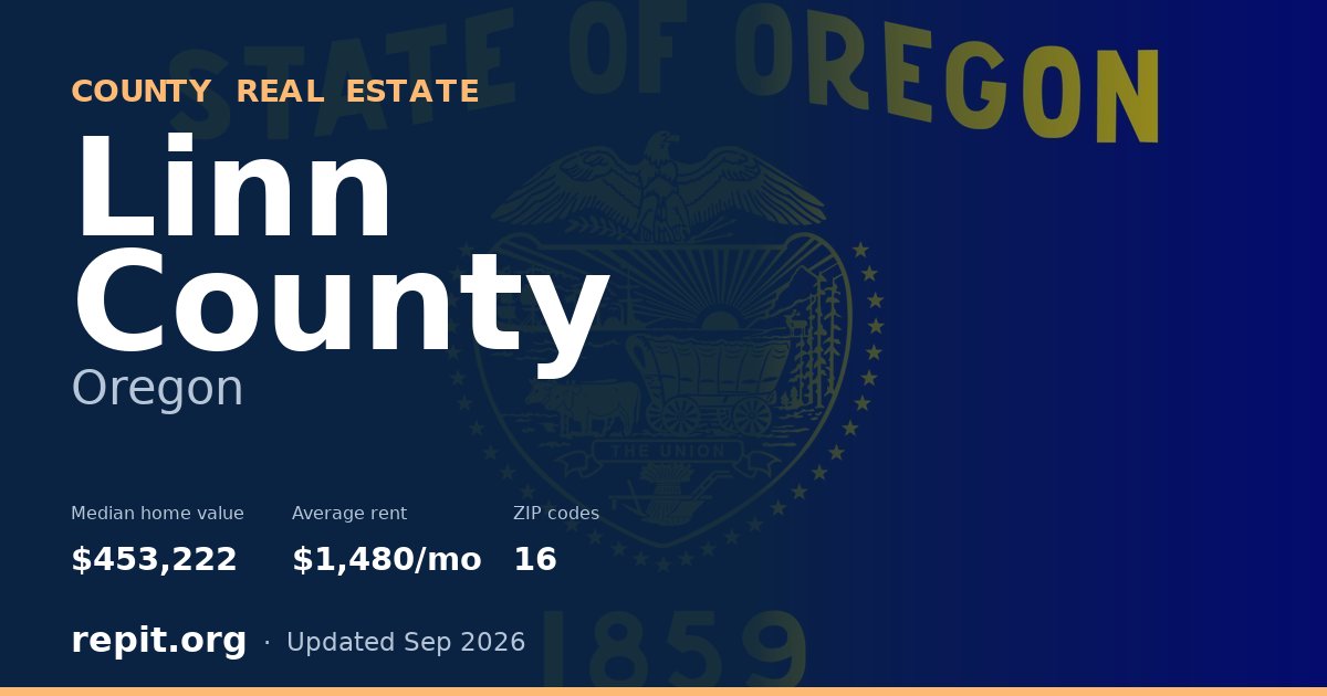 Linn County, OR real estate — median home value $453,222, average rent $1,480/mo