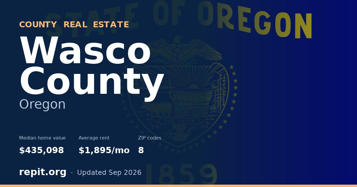 Wasco County, OR real estate — median home value $435,098, average rent $1,895/mo