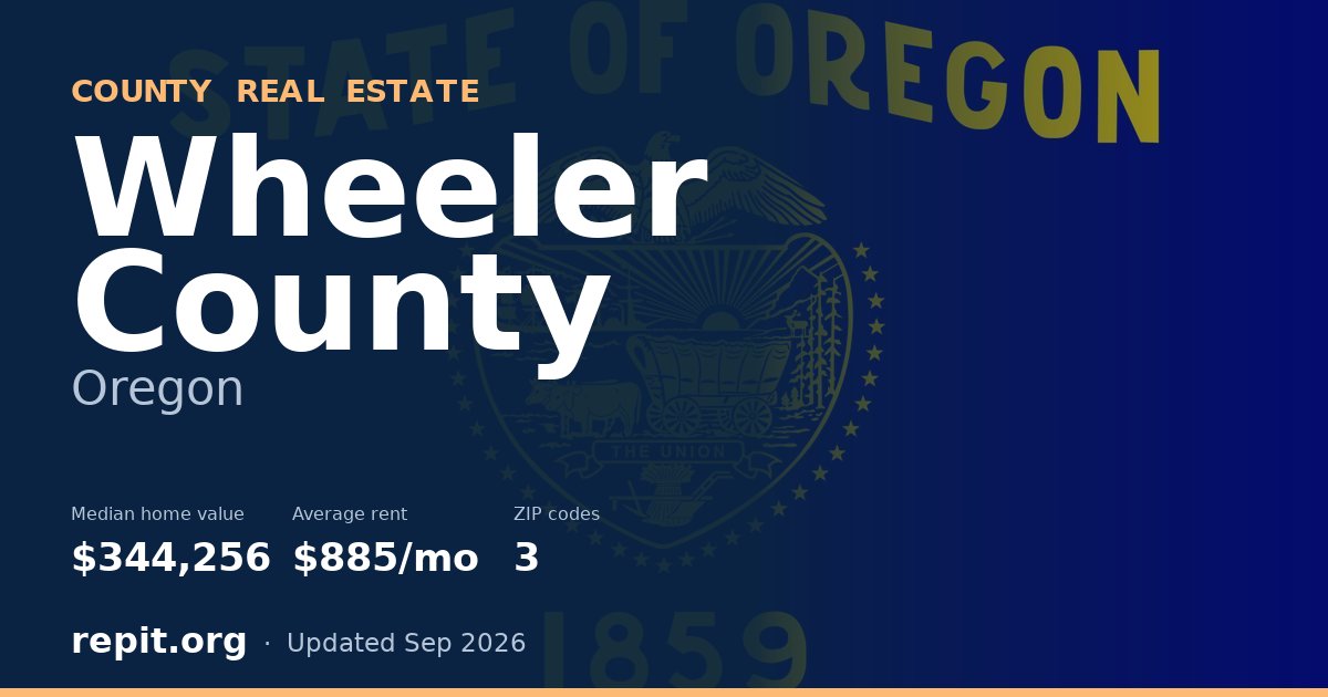 Wheeler County, OR real estate — median home value $344,256, average rent $885/mo