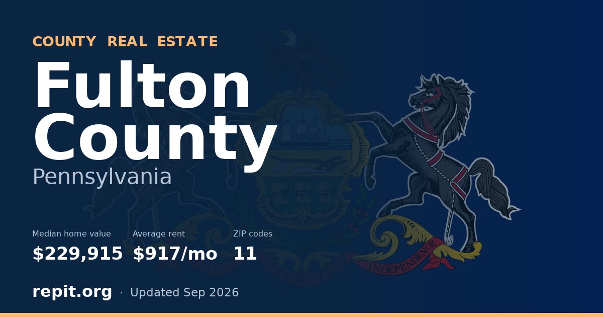 Fulton County, PA real estate — median home value $229,915, average rent $917/mo
