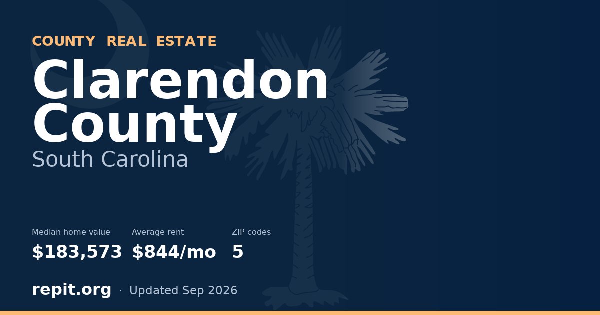 Clarendon County, SC real estate — median home value $183,573, average rent $844/mo