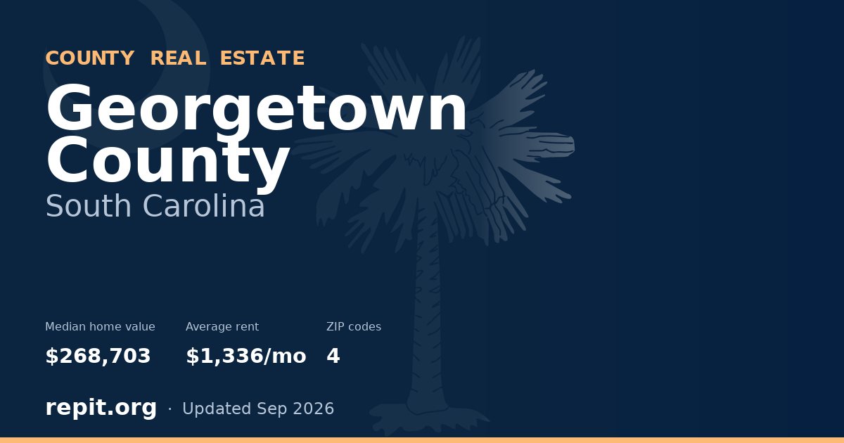Georgetown County, SC real estate — median home value $268,703, average rent $1,336/mo
