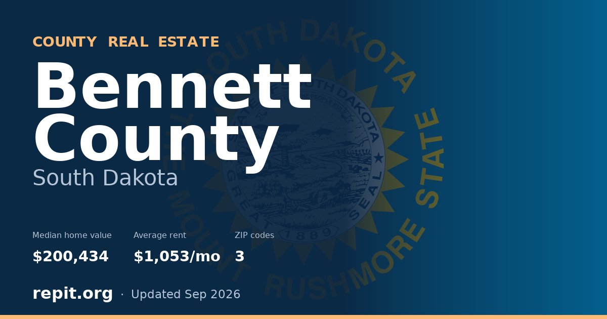 Bennett County, SD real estate — median home value $200,434, average rent $1,053/mo