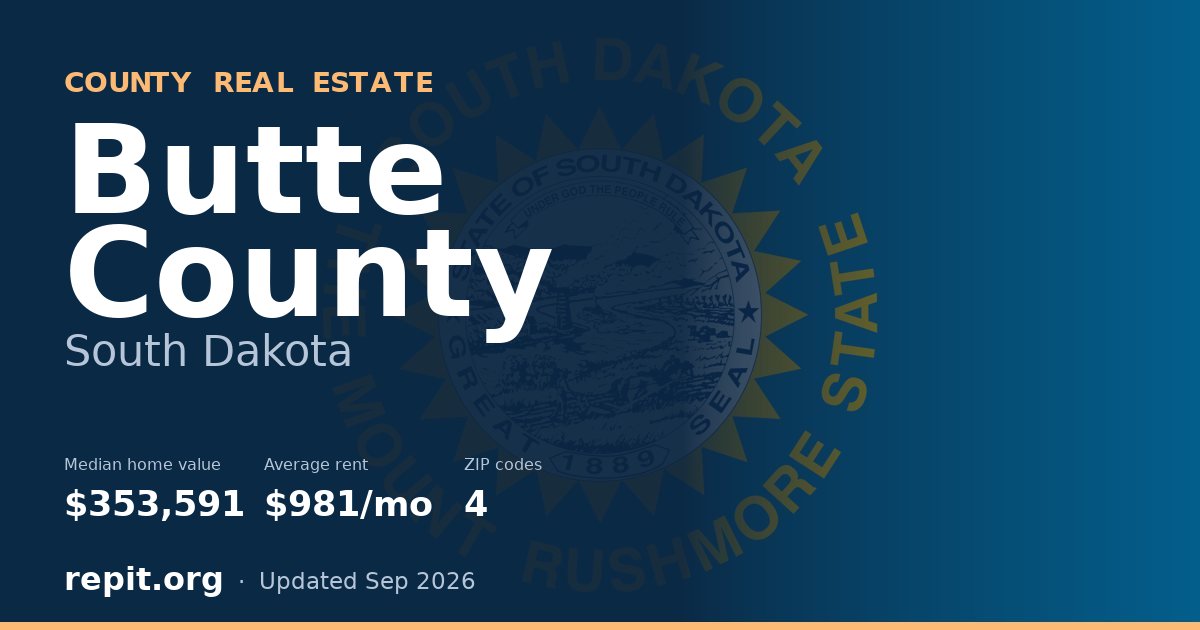 Butte County, SD real estate — median home value $353,591, average rent $981/mo